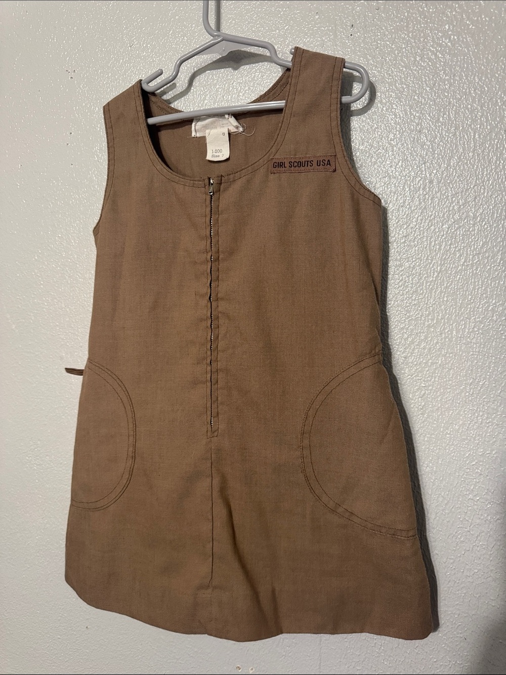 Vintage Official Girl Scouts USA Brownie Jumper Dress - Girls Size 7